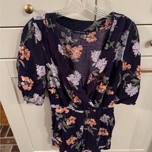 Abercrombie & Fitch Navy Floral Wrap romper